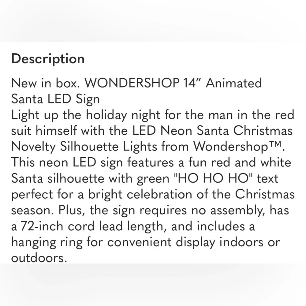 WONDERSHOP NWT animated ed Santa sign -indoor/outdoor -14”